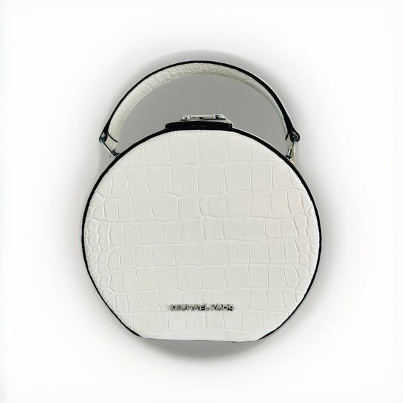 Michael Kors White Crossbody Serena Croc Embossed Small Circle Wedding Handbag - Picture 8 of 16